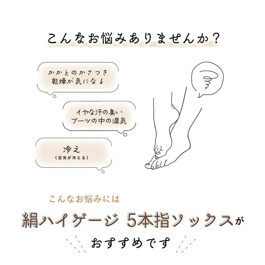 5本指ソックス クルー 24-26cm 26-28cm 薄手 シルク 20163 絹 ハイゲージ レディース メンズ 五本指 靴下 インナー 日本製 LASANTE |  | 04