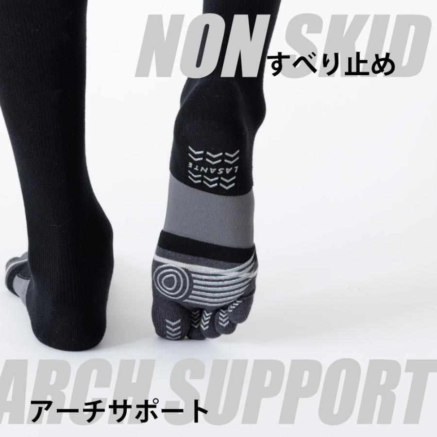 ★hane★ ６個セット 滑り止め付スポーツソックス【値引き不可】 5本指 ハイソックス 24-26cm 26-28cm 段階着圧設計 スポーツ サポート