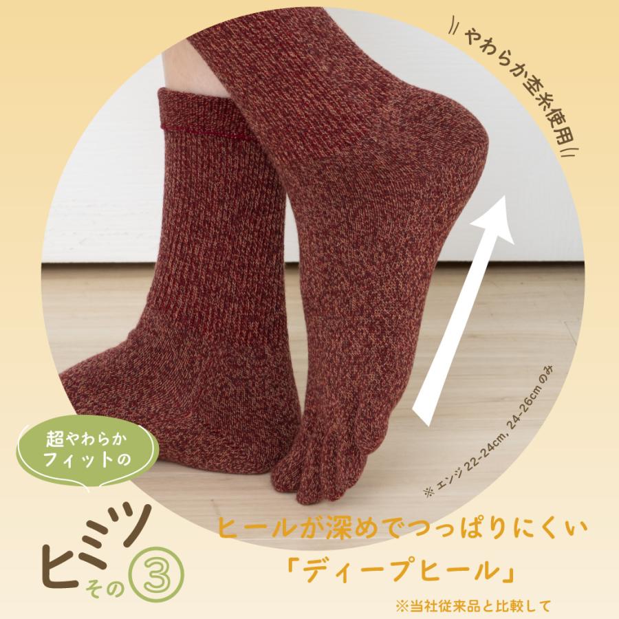 5本指ソックス クルー 22-24cm 24-26cm 30633 ユビラックス ゆったり 杢調 抗菌防臭 五本指 靴下 日本製 LASANTE |  | 08