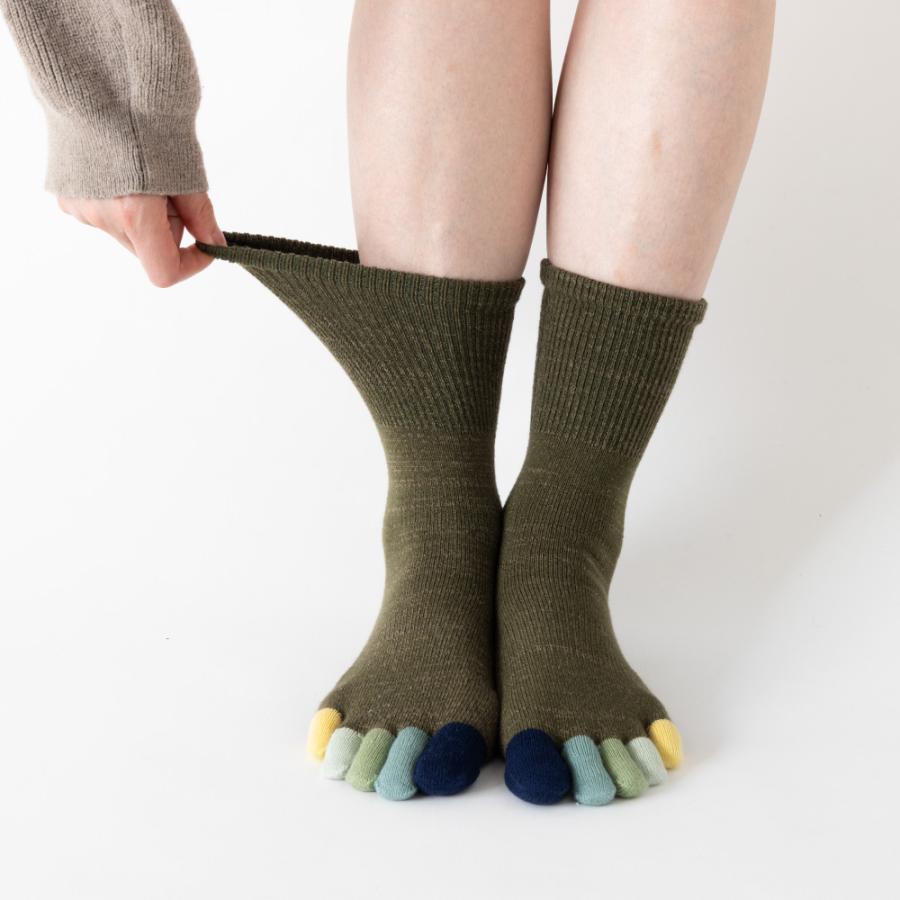 5本指ソックス クルー 22-24cm 中厚 ゆったり 30713 ユビラックス 指先マルチ カラフル レディース 五本指 靴下 日本製 LASANTE |  | 15