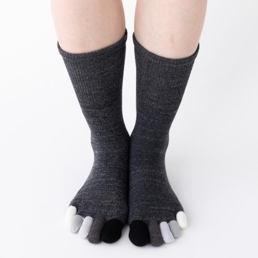 5本指ソックス クルー 22-24cm 中厚 ゆったり 30713 ユビラックス 指先マルチ カラフル レディース 五本指 靴下 日本製 LASANTE |  | 04