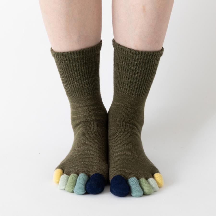 5本指ソックス クルー 22-24cm 中厚 ゆったり 30713 ユビラックス 指先マルチ カラフル レディース 五本指 靴下 日本製 LASANTE |  | 10