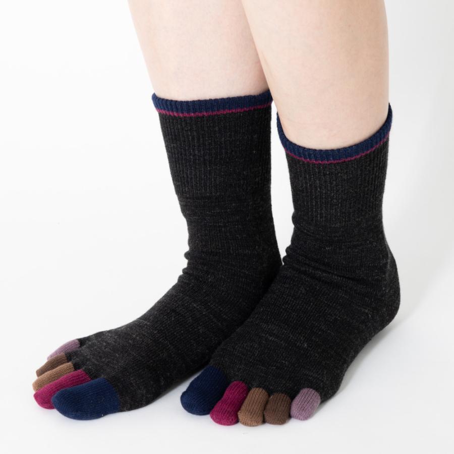 5本指ソックス クルー 22-24cm 24-26cm ゆったり 40733 ユビラックス 指先マルチ ウール混 締め付けない レディース メンズ 五本指 靴下 日本製 LASANTE |  | 05