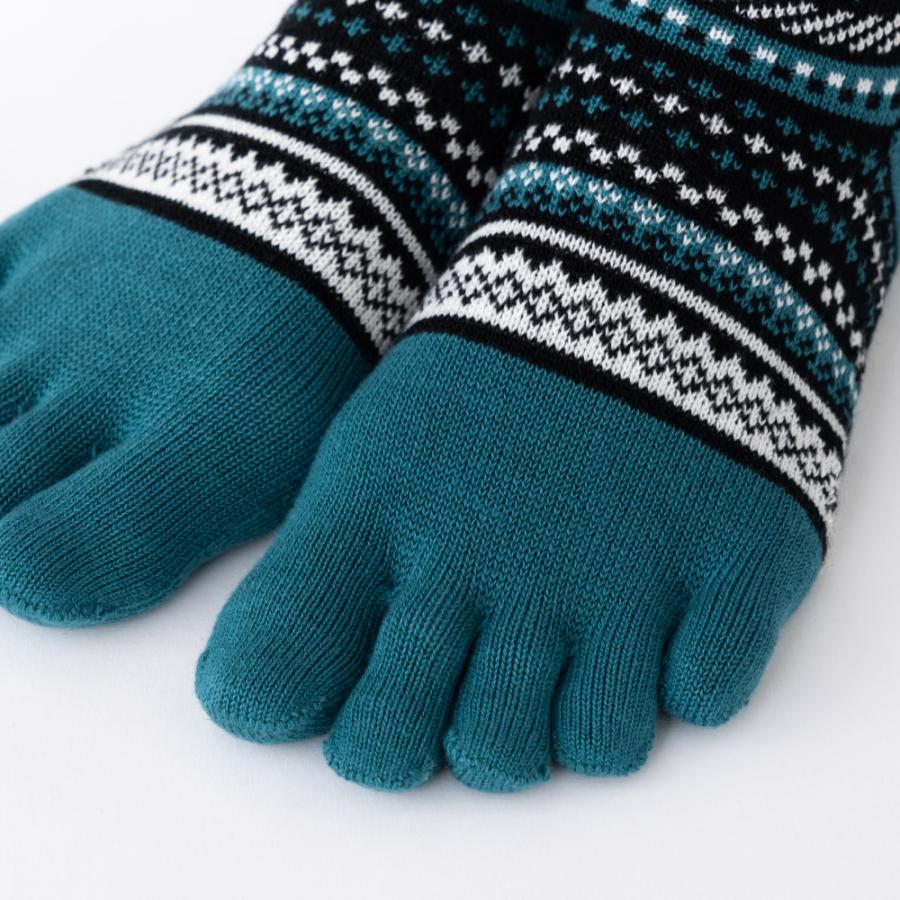 5本指ソックス クルー 22-24cm 中厚 ゆったり 40743 ジャカード ウール混 締め付けない レディース 五本指 靴下 日本製 LASANTE |  | 20