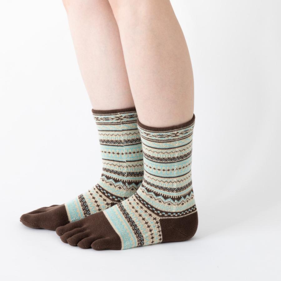 5本指ソックス クルー 22-24cm 中厚 ゆったり 40743 ジャカード ウール混 締め付けない レディース 五本指 靴下 日本製 LASANTE |  | 06