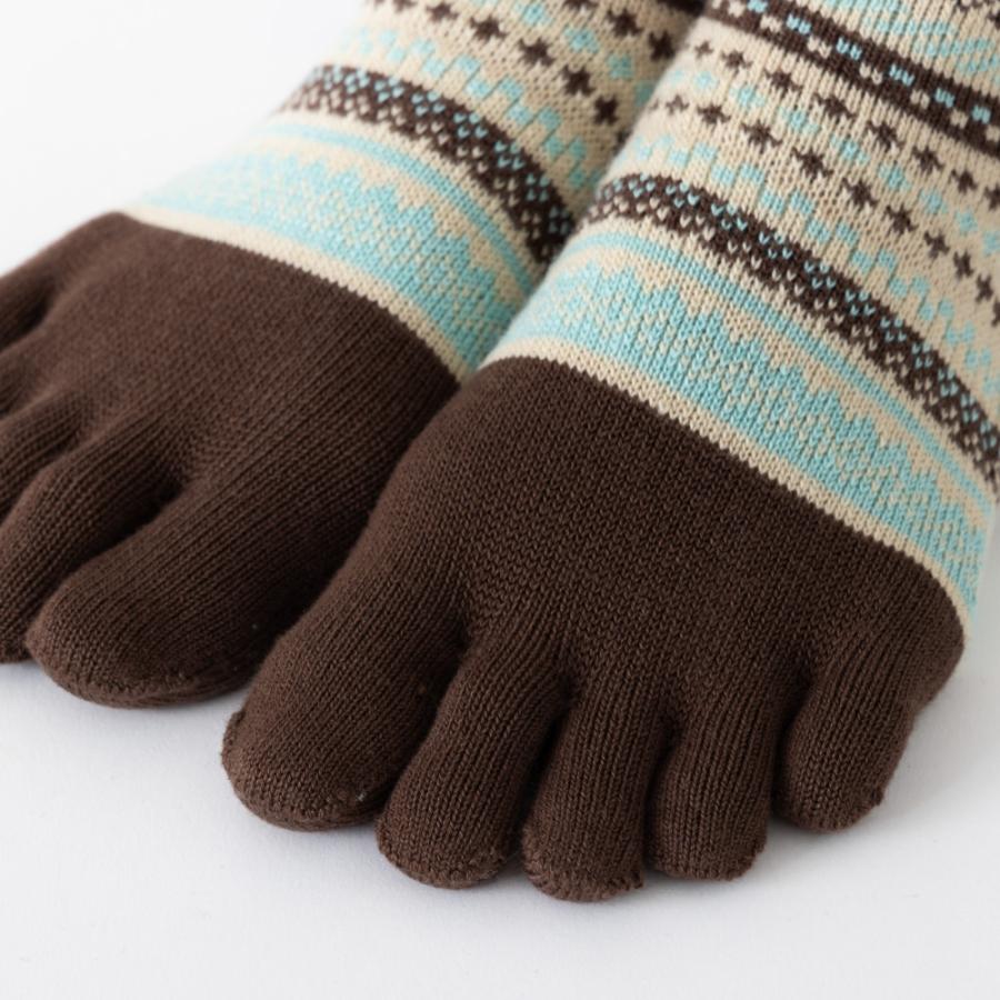 5本指ソックス クルー 22-24cm 中厚 ゆったり 40743 ジャカード ウール混 締め付けない レディース 五本指 靴下 日本製 LASANTE |  | 08