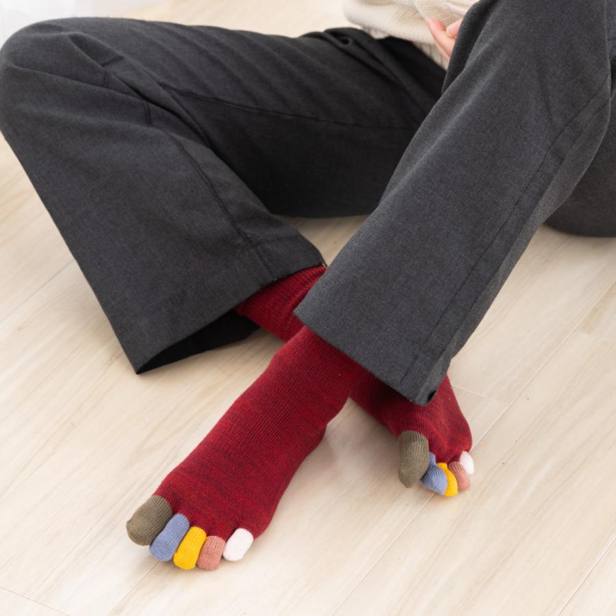 5本指ソックス クルー丈 ユビラックス 指先マルチ ウール混 20-22cm 22-24cm 24-26cm 40883 ゆったり 足指抗菌防臭 カラフル 五本指 靴下 日本製 |  | 05