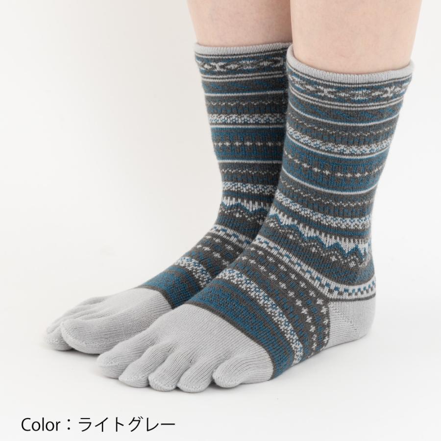5本指ソックス クルー丈 22-24cm ジャカード ウール混 40893 日本製 五本指 靴下 レディース 暖かい |  | 11