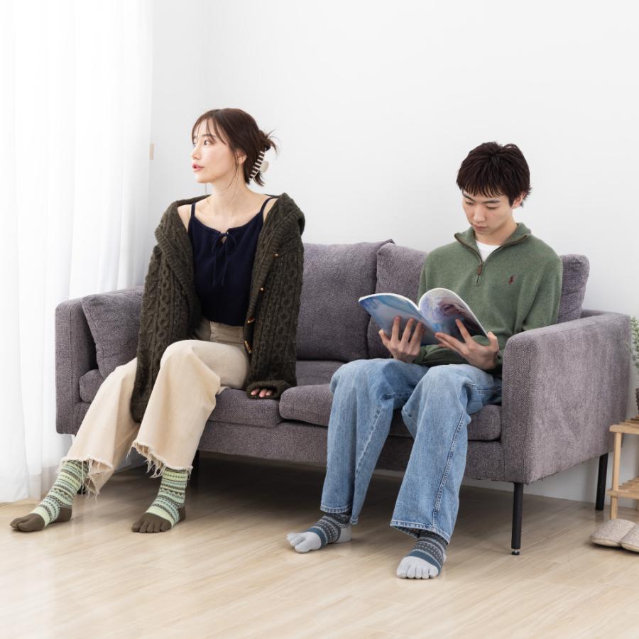 5本指ソックス クルー丈 24-26cm ジャカード ウール混 40893 日本製 5本指靴下 レディース メンズ 暖かい |  | 02