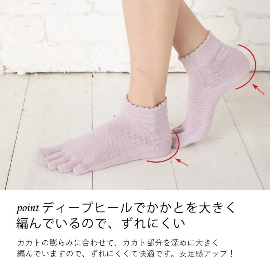 5本指ソックス 22-24cm ショート 10022 ピコット 抗菌防臭加工 スカラップ レディース 五本指 靴下 日本製 LASANTE |  | 10