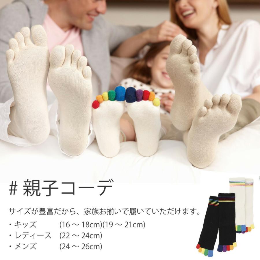 5本指ソックス クルー 20-22cm カラフル 8870 虹 ミニ レディース