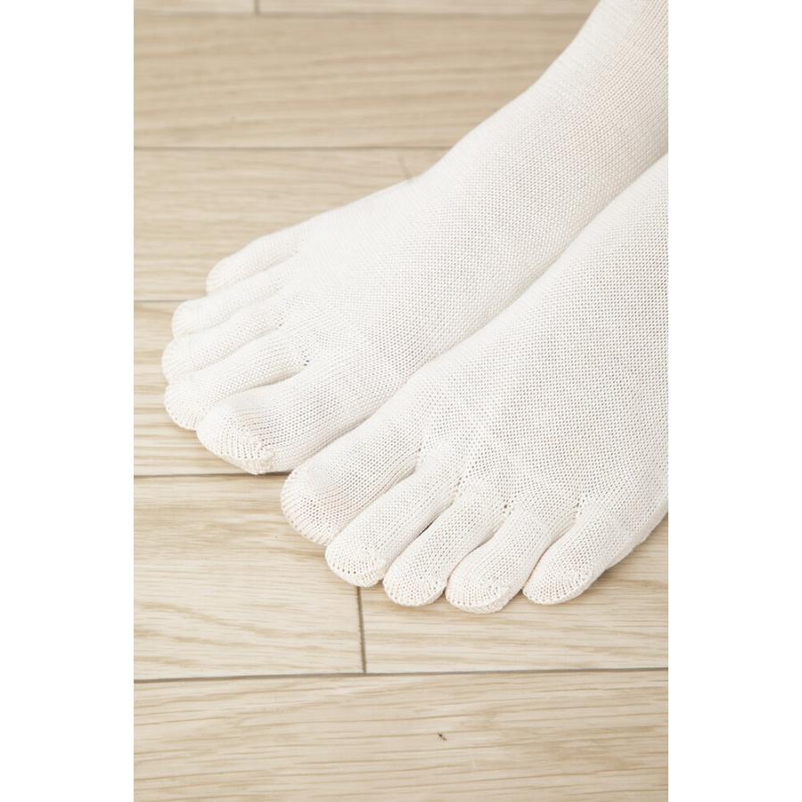 5本指ソックス 絹100% ロークルー 25cm 27cm ホールガーメント 薄手