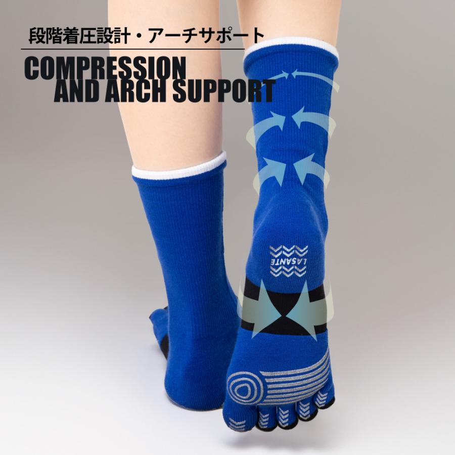 5本指ソックス 22-24cm ホールガーメント スポーツ クルー 滑り止め 抗菌防臭加工 サポート 9550 3次元 段階着圧設計 立体 五本指 靴下 日本製 LASANTE |  | 05