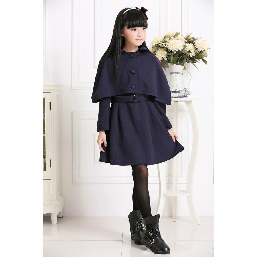 ワンピース おそろいのケープ付き 100 110 120 130 140 長袖 女の子