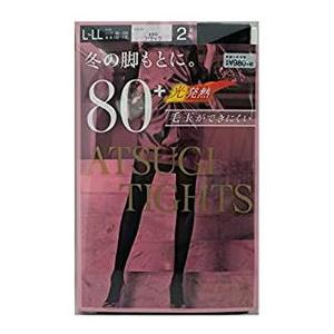 アツギ　タイツ　80D L-LL    BK ATSUGI（アツギ） タイツ 80デニール レディース 2足組 S-M〜L-LL