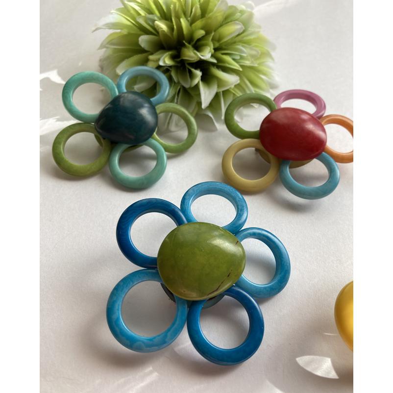LT-7008 タグア ブローチ 花（大） Tagua Brooch  Flower (big) |  | 01