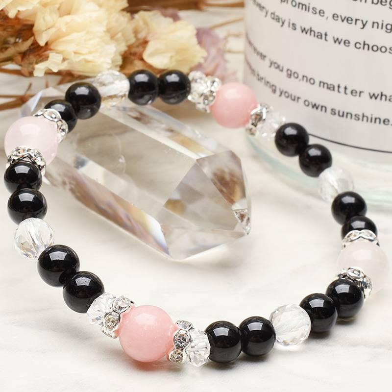 厄除けお守り】 モリオン 黒水晶 ローズクォーツ ピンクタルク 水晶