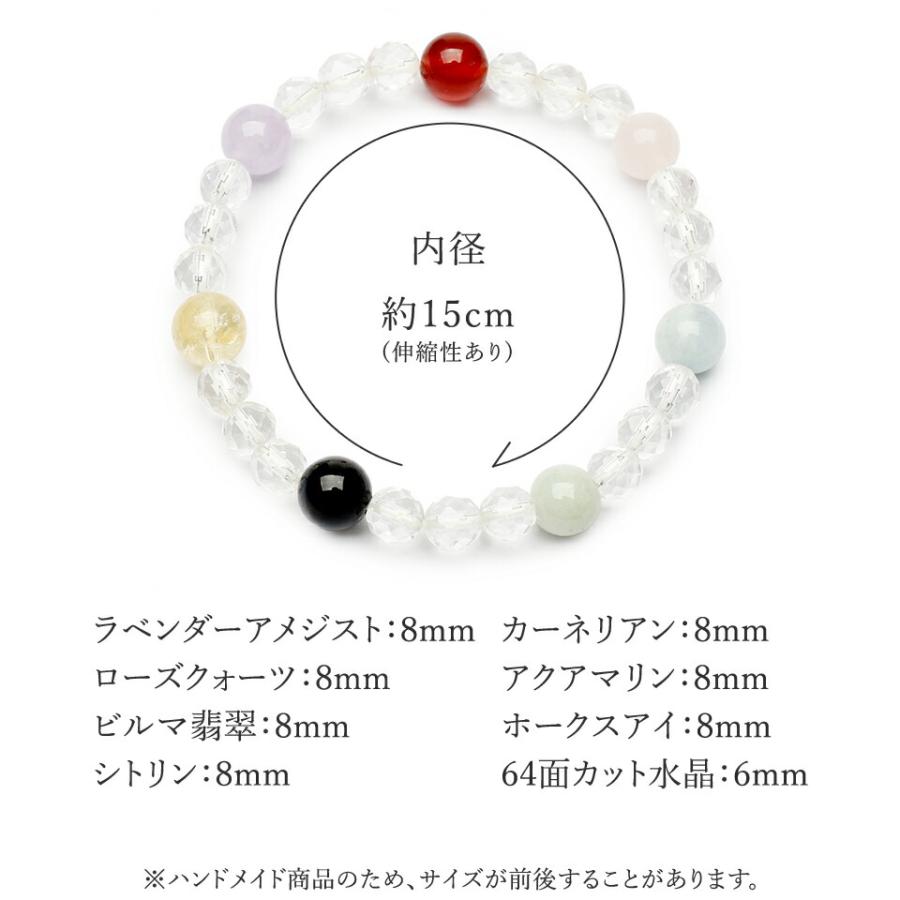 パワーストーン 天然石 厄除け 七色ブレス アクアマリ ンビルマ翡翠