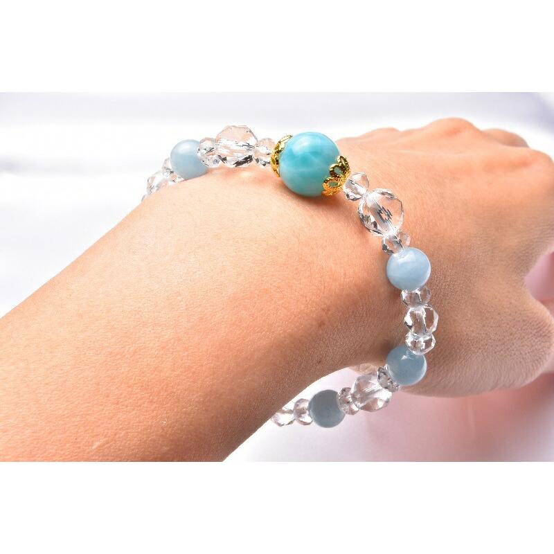 高品質 ラリマー&アクアマリン 11.5mm ブレスレット_A568 : ラトリエ