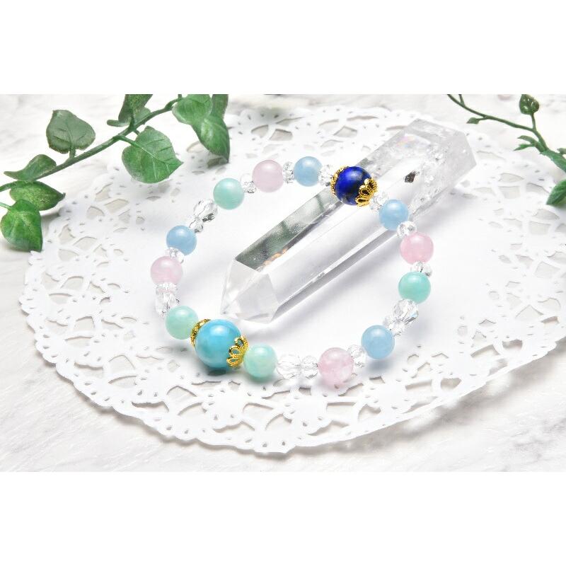 高品質 ラリマー&アクアマリン 11.5mm ブレスレット_A569 : ラトリエ