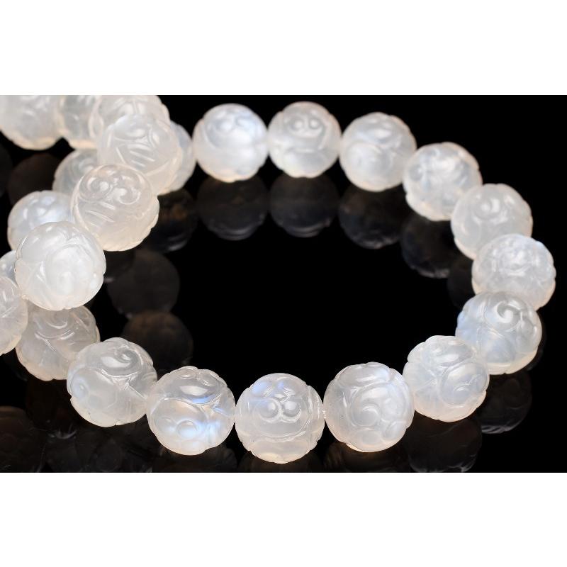 柔らかシラー ムーンストーン　10mm　マニ車 ブレスレット 1個売り_B1036-10