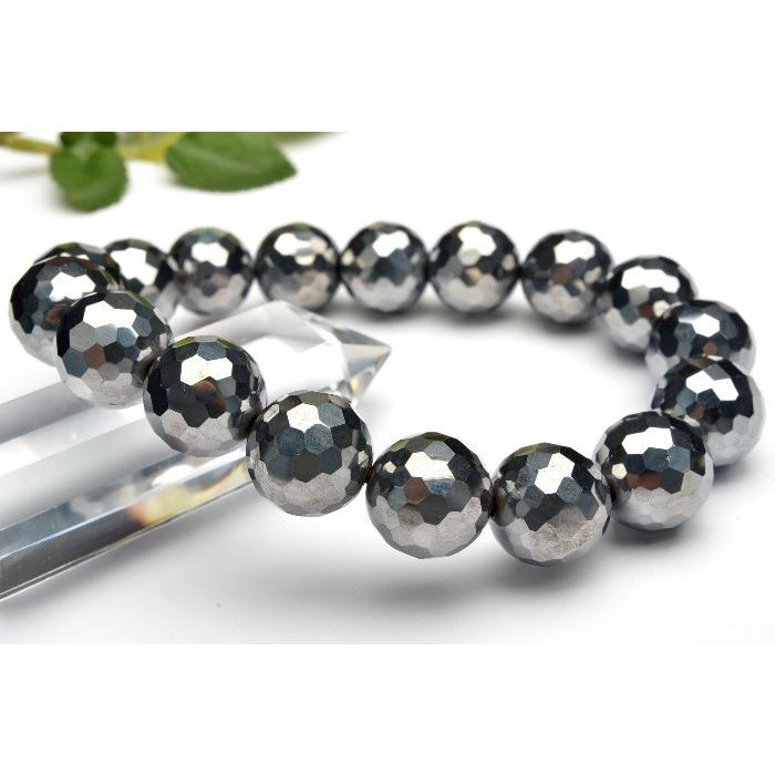 テラヘルツ鉱石 128面カット 10mm ブレスレット_B111-10 ☆5000円以上