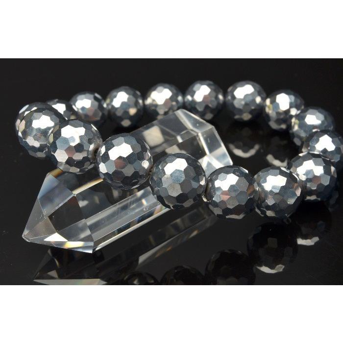 テラヘルツ鉱石 128面カット 10mm ブレスレット_B111-10 ☆5000円以上