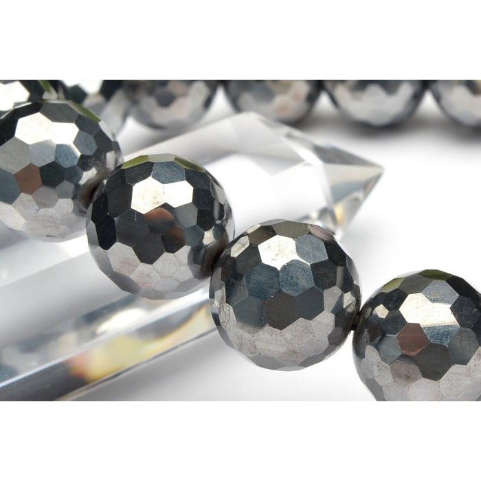 テラヘルツ鉱石 128面カット 6mm ブレスレット_B111-6 ☆5000円以上