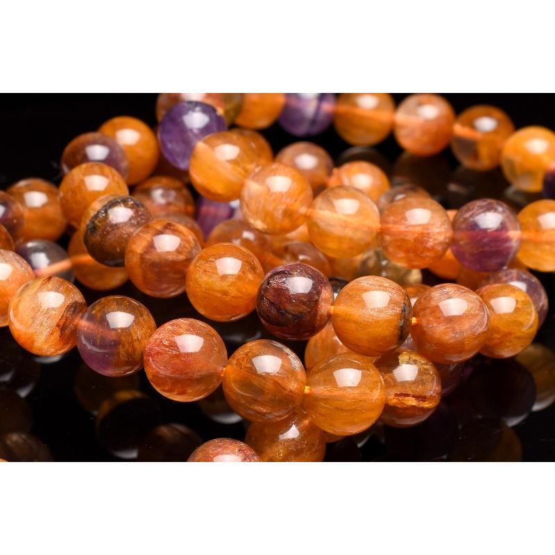 レア!! 希少なオレンジバイカラー フローライト 14mm ブレスレット_
