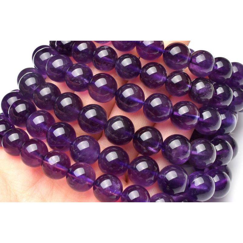 高発色◇クリア アメジスト 9mm ブレスレット 1個売り _B1313-9