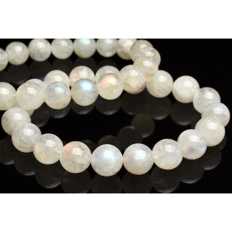マダガスカル産◇オーロラシラー レインボームーンストーン 9.5mm 