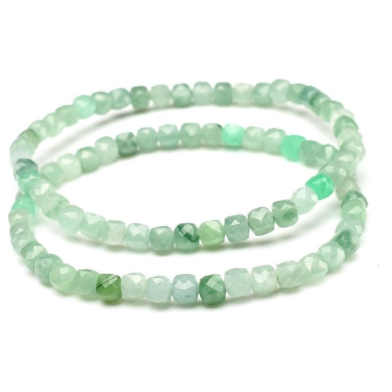 キラキラカット◇ 翡翠 3.5-4.5mm キューブカット ブレスレット 1個