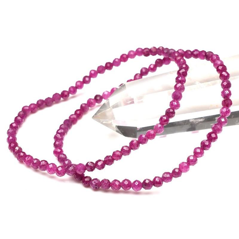 キラキラカットのルビーブレスレット キラキラカット◇ ルビー 3mm ボールカット ブレスレット 1個売り