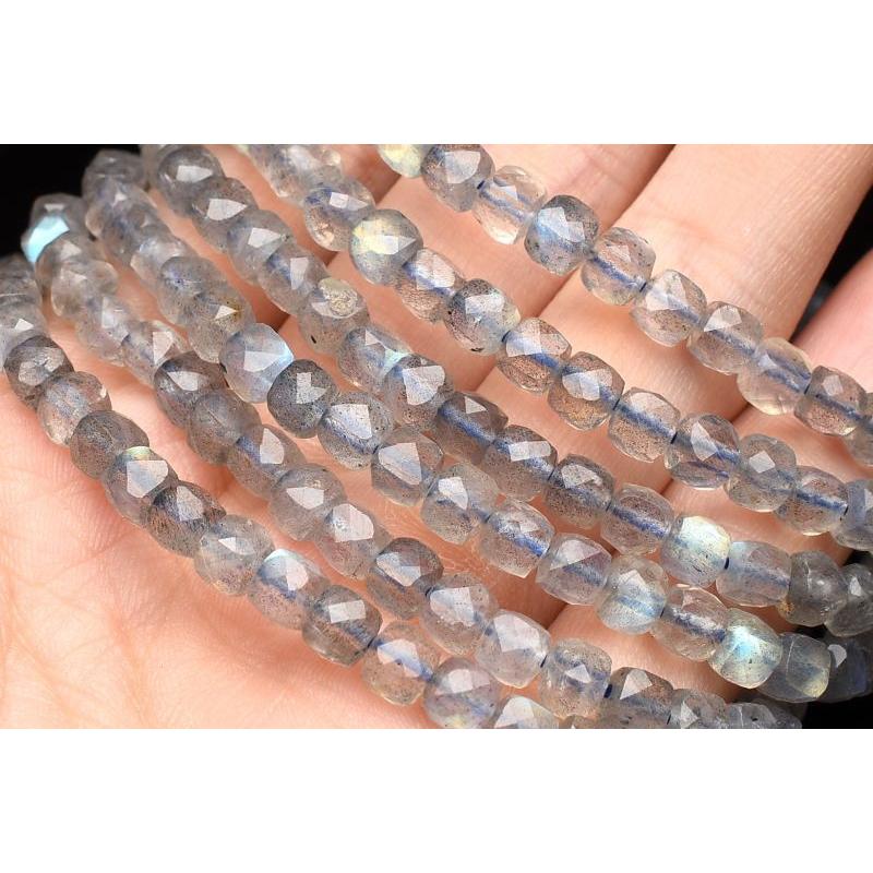 キラキラカット◇ ラブラドライト 4x4.5mm キューブカット
