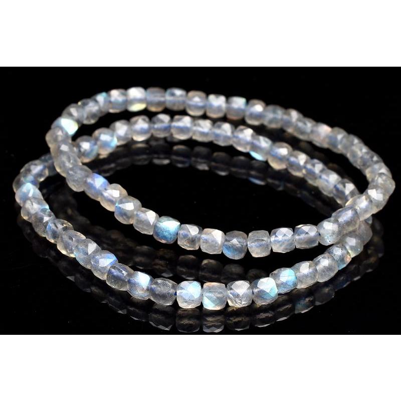 キラキラカット◇ ラブラドライト 4x4.5mm キューブカット