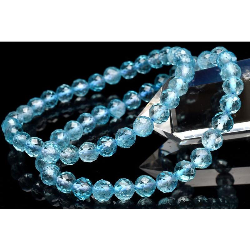 ⭐️高品質⭐️ブルートパーズ　カット　ブレスレット 高発色◇キラキラカット ブルートパーズ 6mm 64面カット ブレスレット