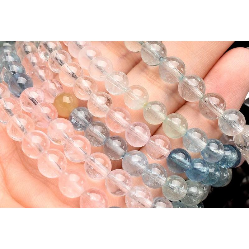 クリア◇マルチカラー MIXベリル 7mm ブレスレット 1個売り_B1507-7 