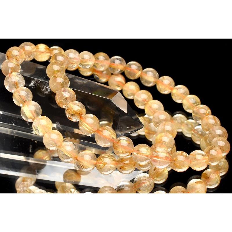 ゴールドタイチンルチル　7mm 黄金の輝き ゴールドタイチンルチルクォーツ 7mm ブレスレット 1個売り