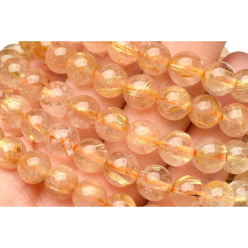 黄金の輝き ゴールドタイチンルチルクォーツ 7mm ブレスレット 1個売り