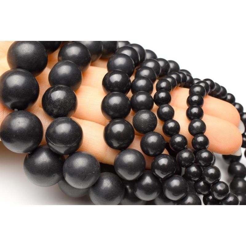北海道産 ブラックシリカ 10mm 19粒 ブレスレット_B788-10 : b788-10  