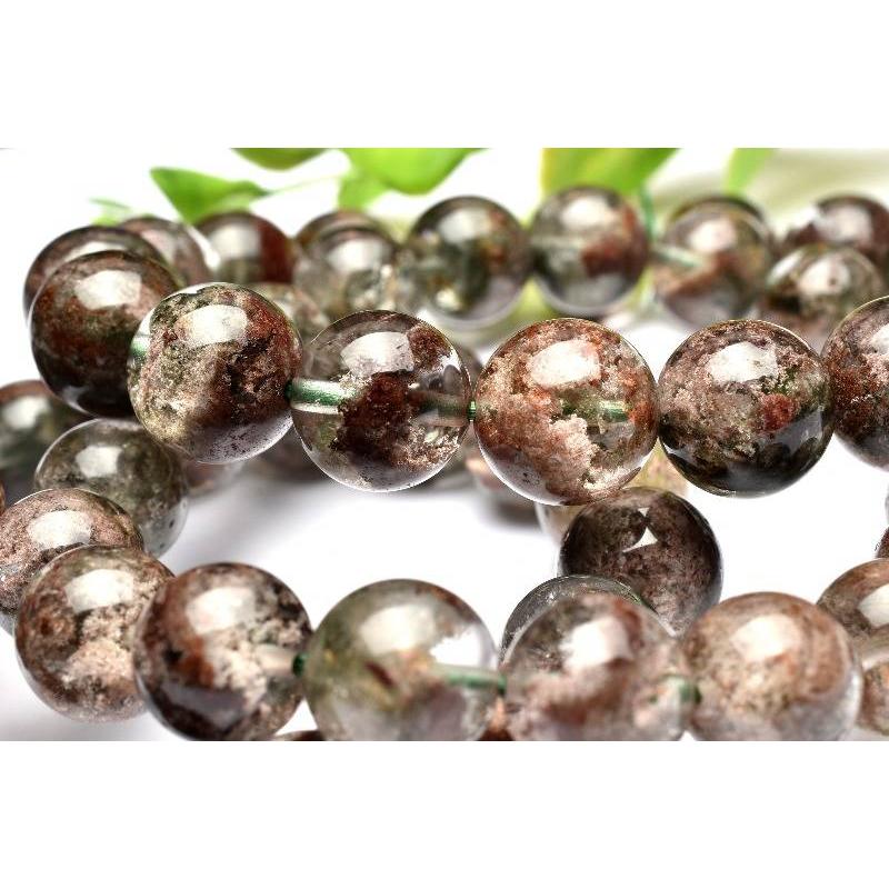 レッドグリーン ガーデンクォーツ(庭園水晶) 13.5mm ブレスレット 1個 