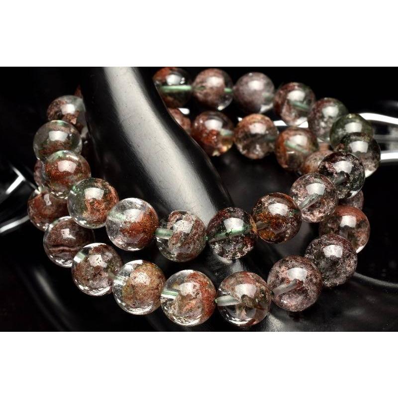 レッドグリーン ガーデンクォーツ(庭園水晶) 13.5mm ブレスレット 1個 