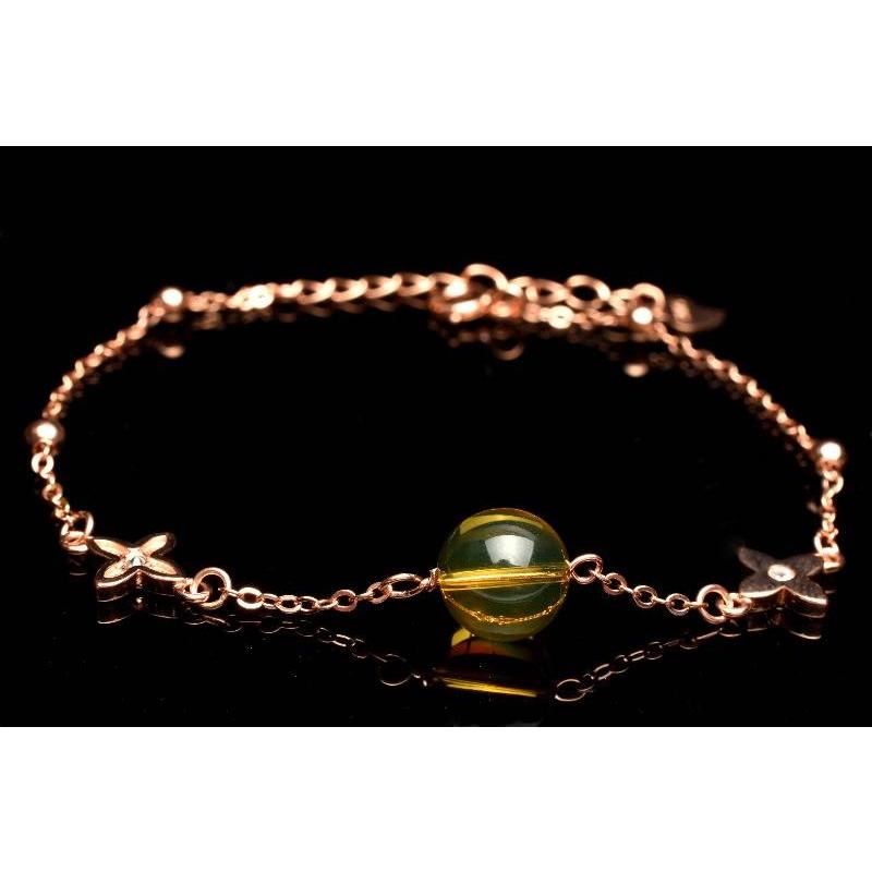 Silver925◇希少メキシコ産 ブルーアンバー琥珀 8mm アジャスター付き  