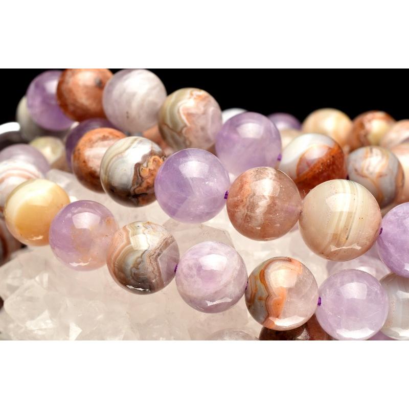 天然瑪瑙 アメジスト＆クレイジーレースアゲート共生 10.5mm