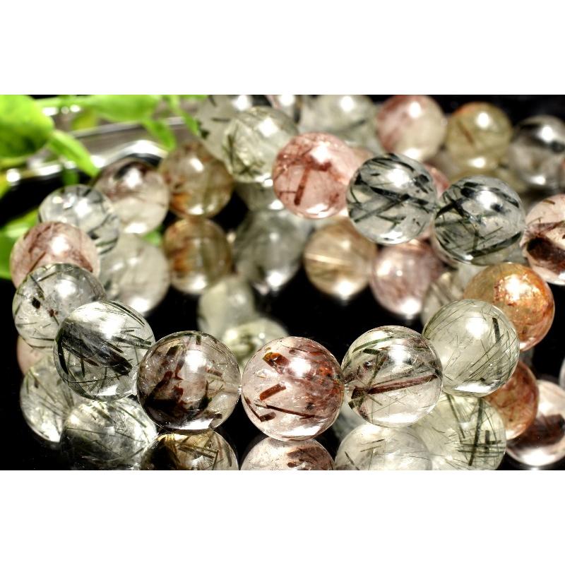 太針 ミックスルチルクォーツ 13mm ブレスレット 1個売り