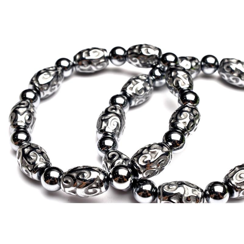 健康のお守りに！ テラヘルツ鉱石 14-15x10(丸玉7.5)mm チューブ彫刻