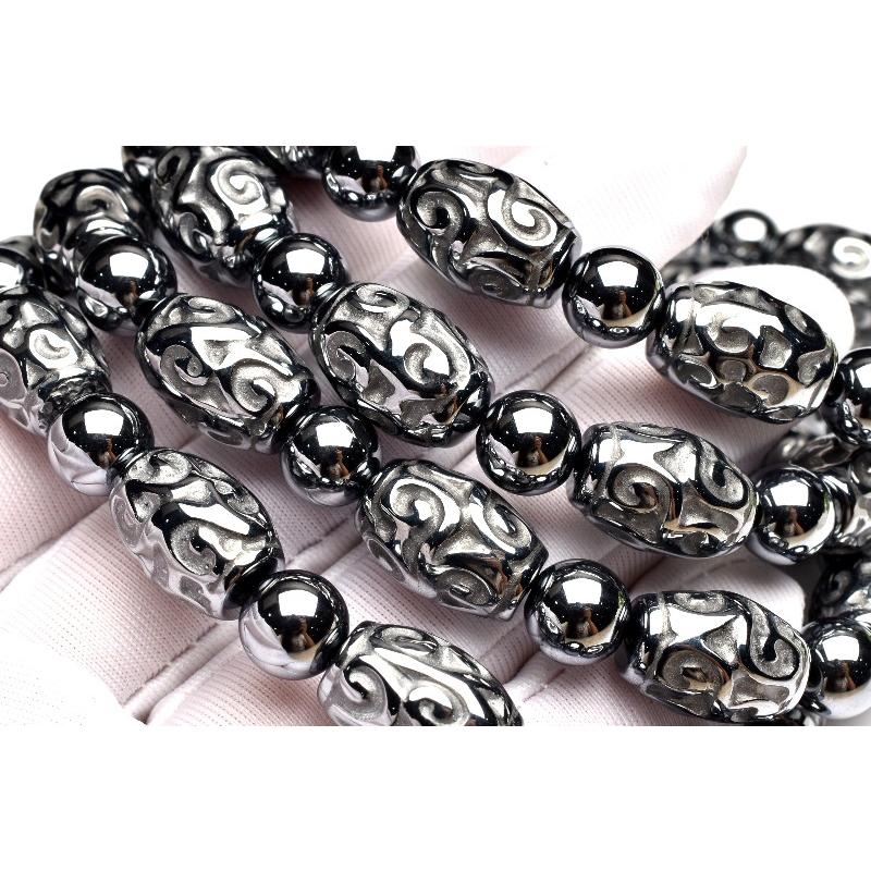 健康のお守りに！ テラヘルツ鉱石 14-15x10(丸玉7.5)mm チューブ彫刻