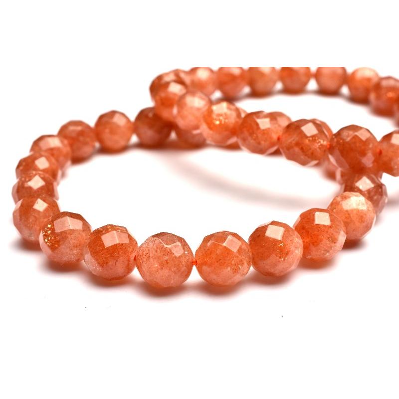 インド産 マイカサンストーン 7mm 64面カット ブレスレット 1個売り