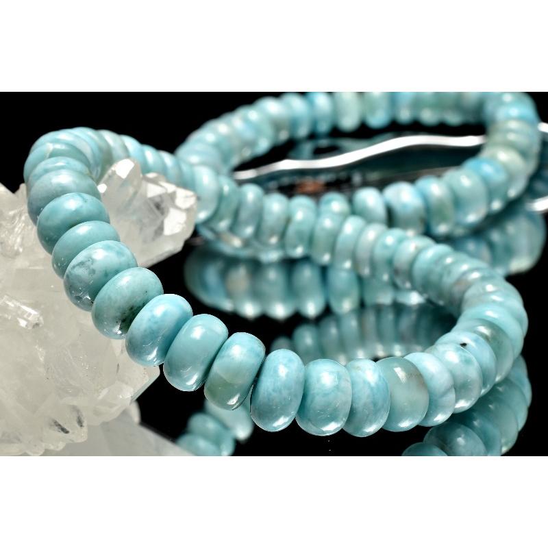 癒しの波模様！ ラリマー 4-5.5X9mm ボタン ブレスレット 1個売り