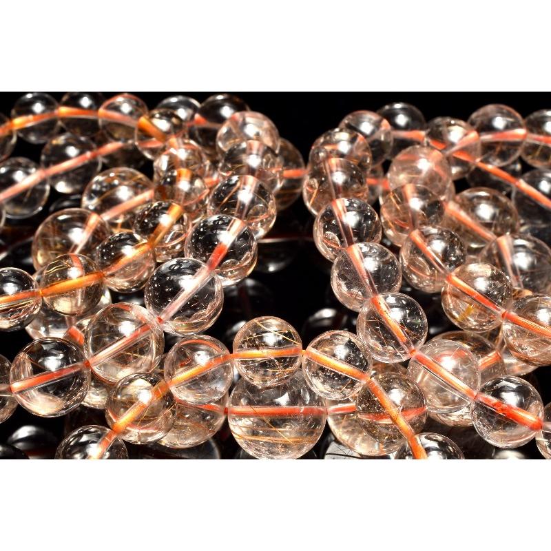 高透明 ブロンズルチルクォーツ 8.5mm ブレスレット 1個売り _BG6216